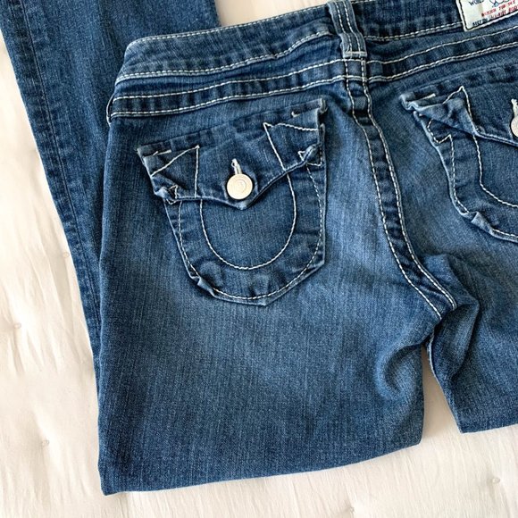 True religion low-rise boot medium wash jeans 27 - Picture 6 of 8